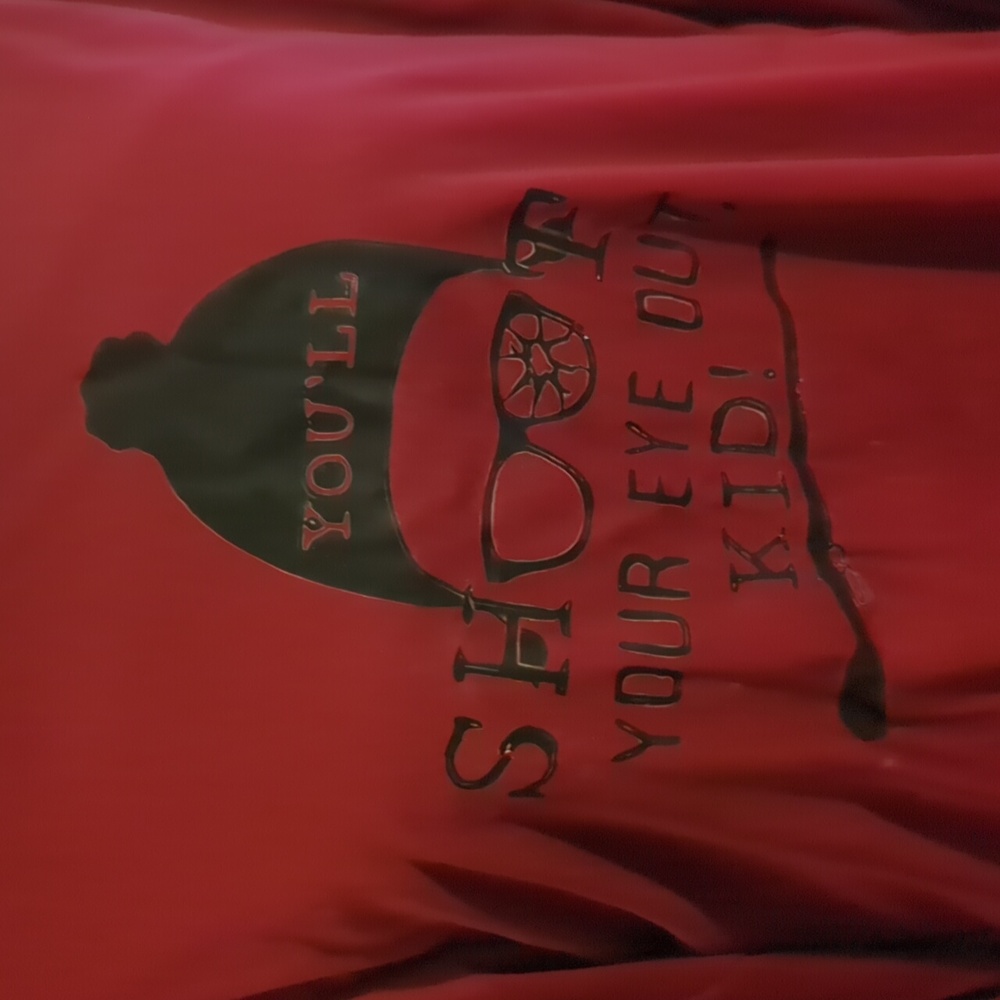 NWT 🎄🦌A CHRISTMAS STORY🦌🎄 LS Polyester Tee x PEACE GARDEN DESIGNS 🌿🕊️ S